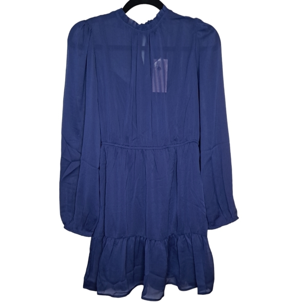STREETWEAR SOCIETY • Navy, Puffy, Sheer, Long Sleeve Mini Dress • Medium • NWT